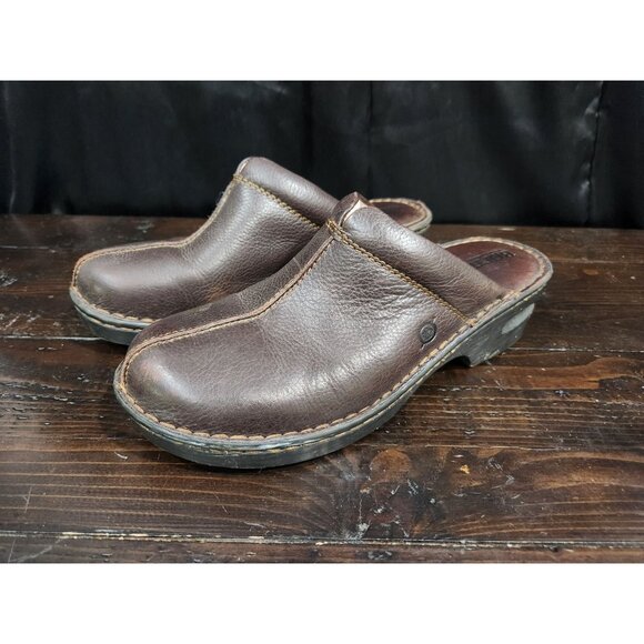 Born Women's Brown Leather Heeled Mules/Sz. 10 - Picture 1 of 9